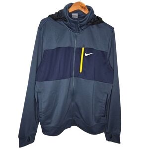 Nike Mens Vintage Navy Blue Colorblock Full Zip Hoodie Jacket XL